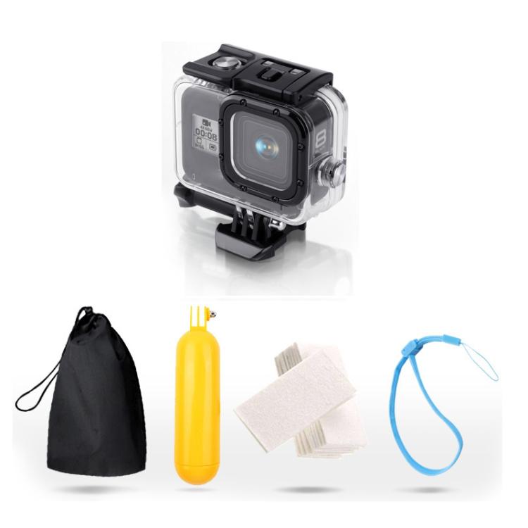 For GoPro HERO8 Black 45m Waterproof Housing Protective Case with Buckle Basic Mount & Screw & Floating Bobber Grip & Strap & Anti-Fog Inserts(Transparent) by buy2fix
