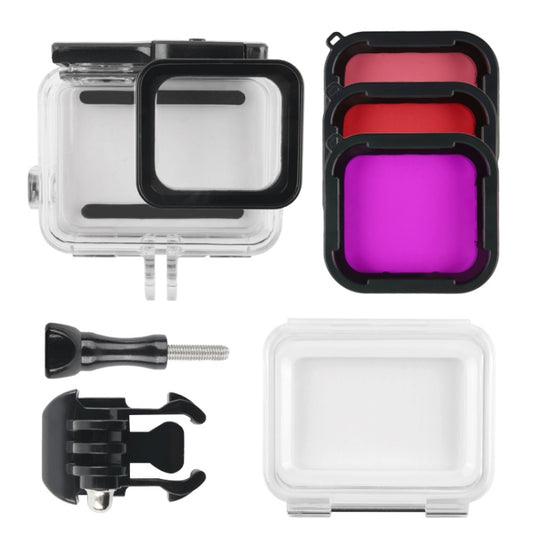 45m Waterproof Housing Protective Case + Touch Screen Back Cover for GoPro NEW HERO /HERO6 /5, with Buckle Basic Mount & Screw & (Purple, Red, Pink) Filters, No Need to Remove Lens (Transparent) - Waterproof Cases by buy2fix | Online Shopping UK | buy2fix