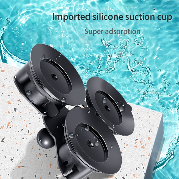 Dual Suction Cup Mount Holder with Tripod Adapter & Screw & Phone Clamp & Anti-lost Silicone Net for for GoPro, Insta360, DJI and Other Action Cameras, Smartphones(Black) - Holder by buy2fix | Online Shopping UK | buy2fix