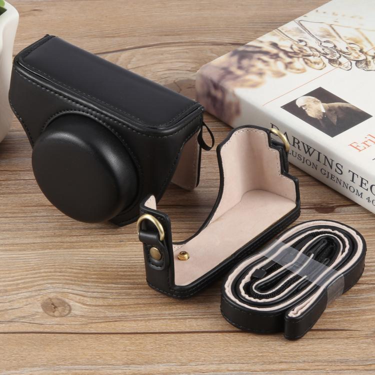 For Sony ZV-1F Vlog Camera Full Body Leather Camera Case Bag with Strap (Black) by buy2fix