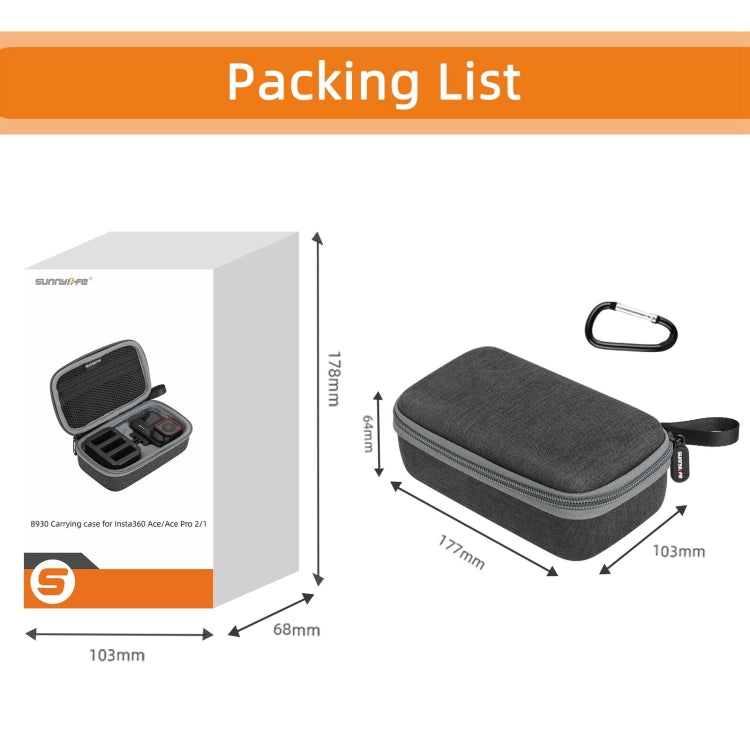 For Insta360 Ace / Ace Pro 1 / Ace Pro 2 Sunnylife Portable Carrying Case Handbag Mini Travel Case Organizer Protective Bag (Dark Grey) - Case & Bags by Sunnylife | Online Shopping UK | buy2fix