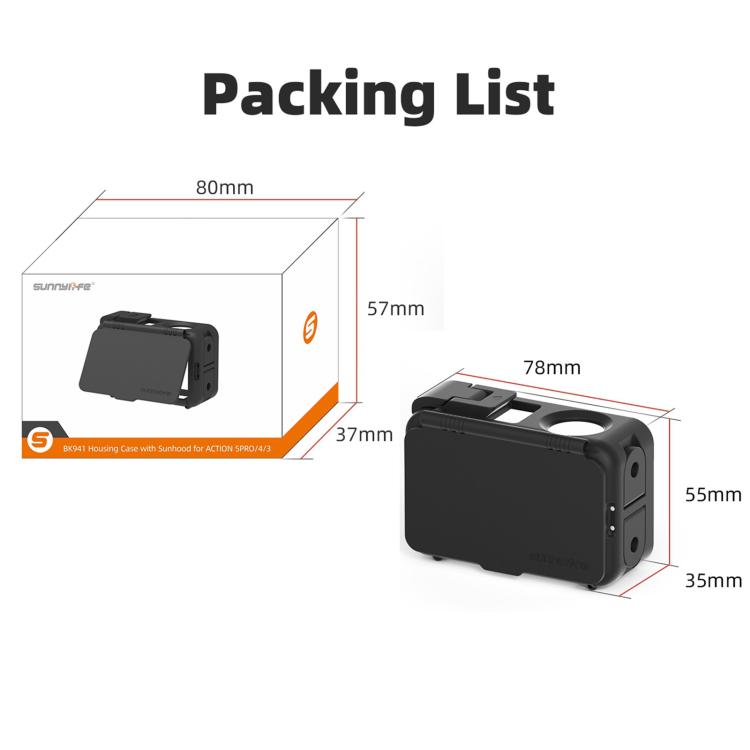 For DJI Osmo Action 5 Pro / 4 / 3 Sunnylife Protective Case Frame Mount Adapter Sun Hood Housing Case (Black) - Protection Frame by Sunnylife | Online Shopping UK | buy2fix