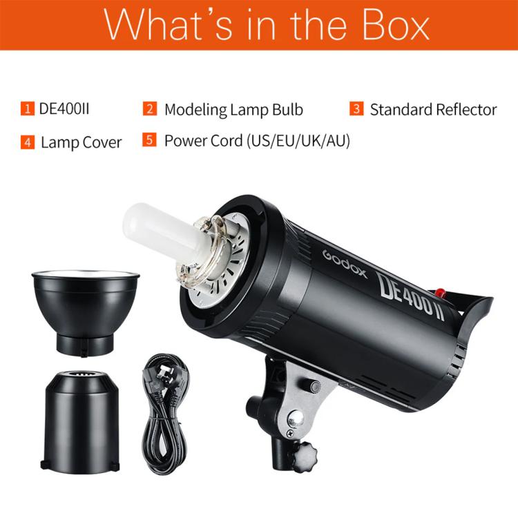Godox DE400II 400Ws Studio Flash Light Strobe Lamp Head Bowens Mount Speedlight (AU Plug) - Shoe Mount Flashes by Godox | Online Shopping UK | buy2fix