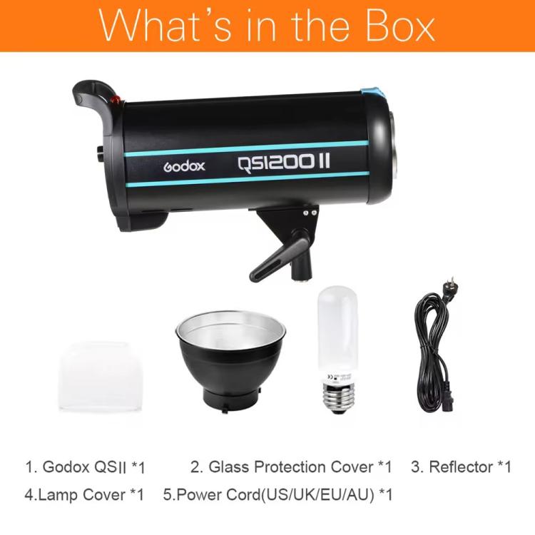 Godox QS1200II Strobe Studio Flash Light 1200Ws Bowens Mount High Speed Flash (US Plug) - Shoe Mount Flashes by Godox | Online Shopping UK | buy2fix