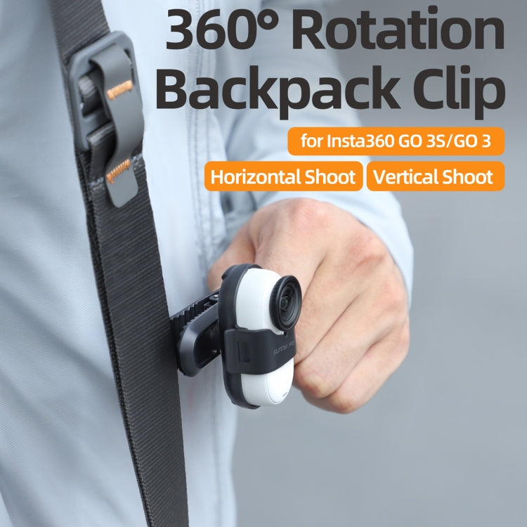 For Insta360 GO3 / GO 3S Sunnylife 360 Degree Rotation Backpack Clip Action Camera Clamp Mount (Black) by Sunnylife
