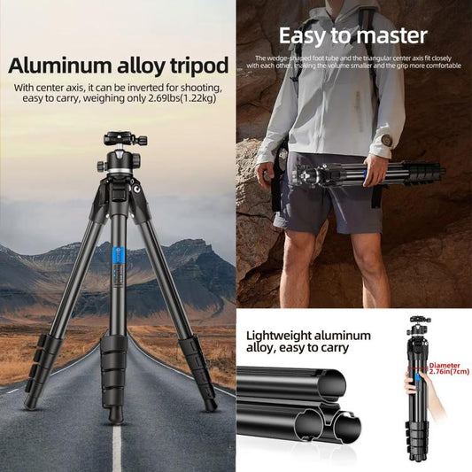 BEXIN TA254-BS30 Portable Collapsible Aluminum Alloy Camera Tripod with Head (Black) - Tripods by BEXIN | Online Shopping UK | buy2fix