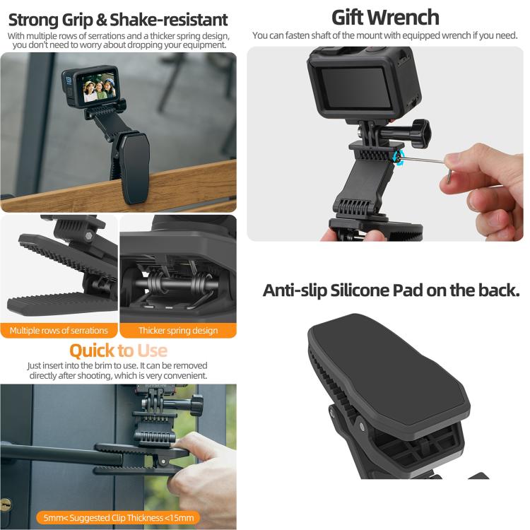 Sunnylife Stretchable Backpack Clip Rotatable Magnetic Mount Action Camera Holder Vlog Mount (Black) - Backpack Clip by Sunnylife | Online Shopping UK | buy2fix