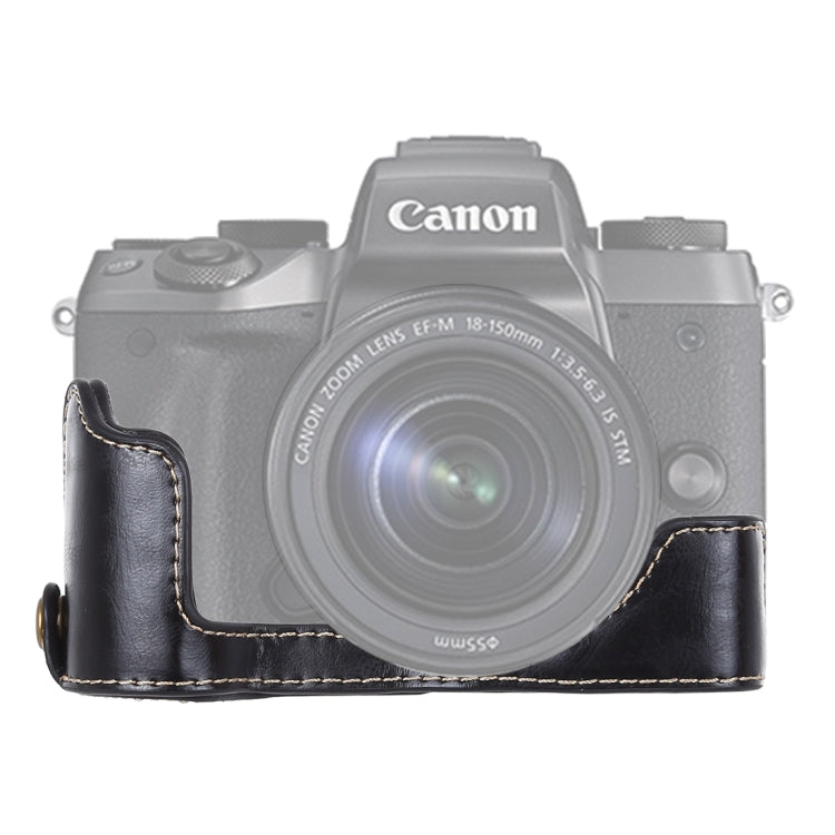 1/4 inch Thread PU Leather Camera Half Case Base for Canon EOS M5(Black) - Half Case by buy2fix | Online Shopping UK | buy2fix