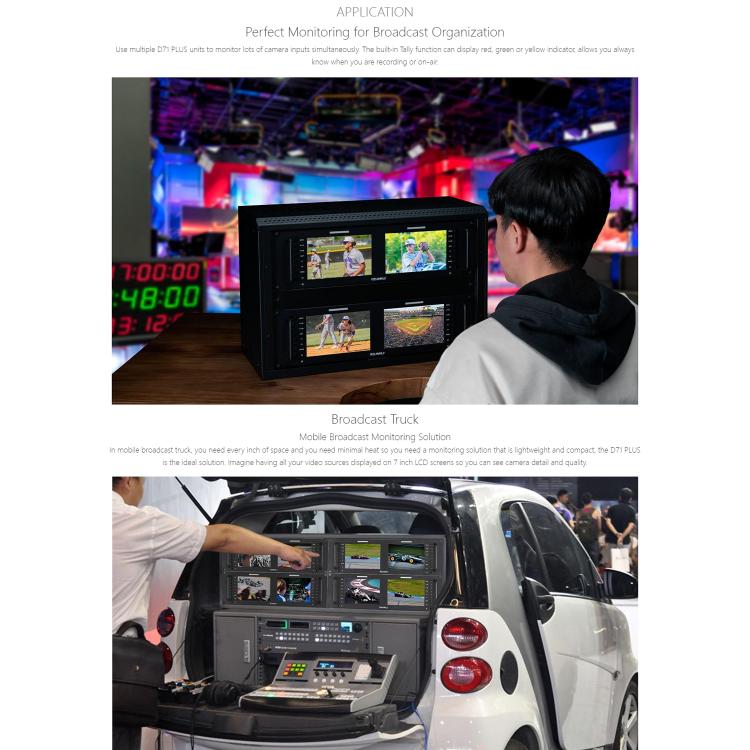 FEELWORLD D71 PLUS Dual 7 inch 3RU Rackmount Monitor 4K HDMI SDI 1920 x 1200 IPS Monitor (UK Plug) - On-camera Monitors by FEELWORLD | Online Shopping UK | buy2fix