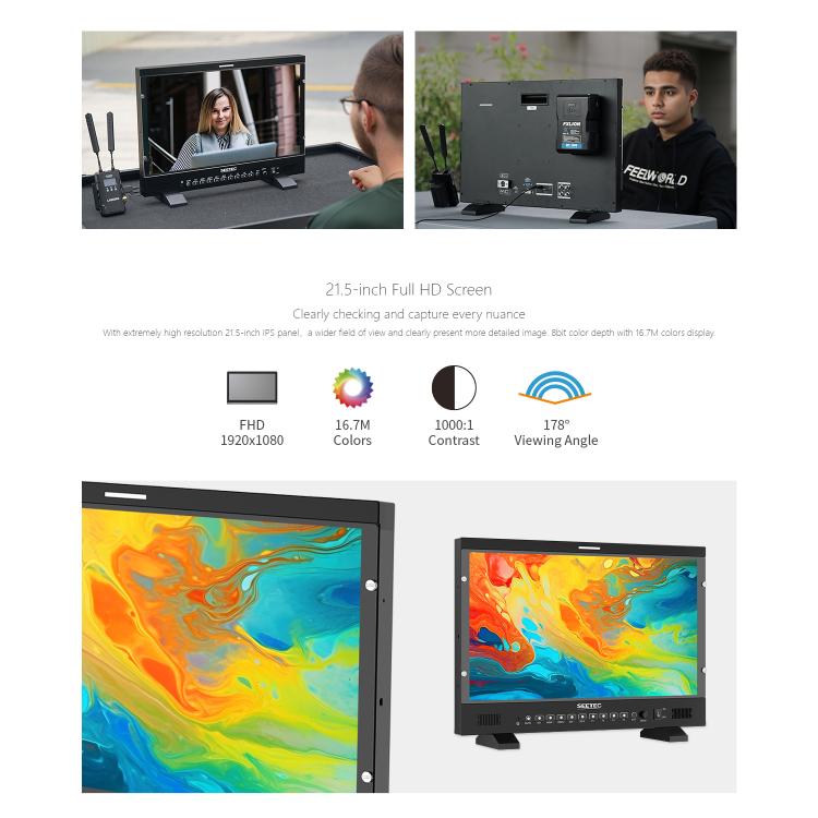 SEETEC P215 PRO 21.5 inch 1000nit High Bright Broadcast Monitor Full HD 1920x1080 Monitor (UK Plug) - On-camera Monitors by SEETEC | Online Shopping UK | buy2fix