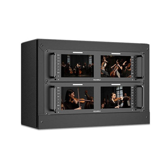FEELWORLD D71 PLUS-H Dual 7 inch 3RU Rackmount Monitor 4K HDMI 1920 x 1200 IPS Monitor (UK Plug) - On-camera Monitors by FEELWORLD | Online Shopping UK | buy2fix
