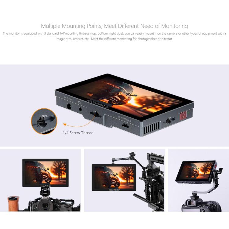 FEELWORLD P6X 5.5 inch Aluminium DSLR Camera Field Monitor Touch Screen 4K HDMI High Brightness 1000nit Monitor (Black) - On-camera Monitors by FEELWORLD | Online Shopping UK | buy2fix