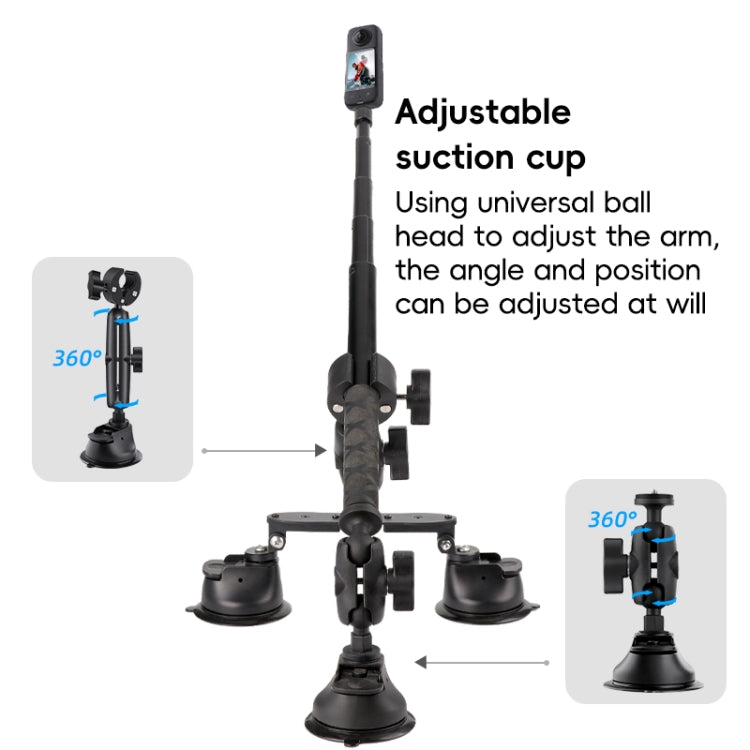1/4 inch Screw Dual-Leg Suction Cup Mount and 2 x Single-leg Car Suction Cup Mount Crab Clamps Set (Black) - Bicycle Handlebar Mount by buy2fix | Online Shopping UK | buy2fix