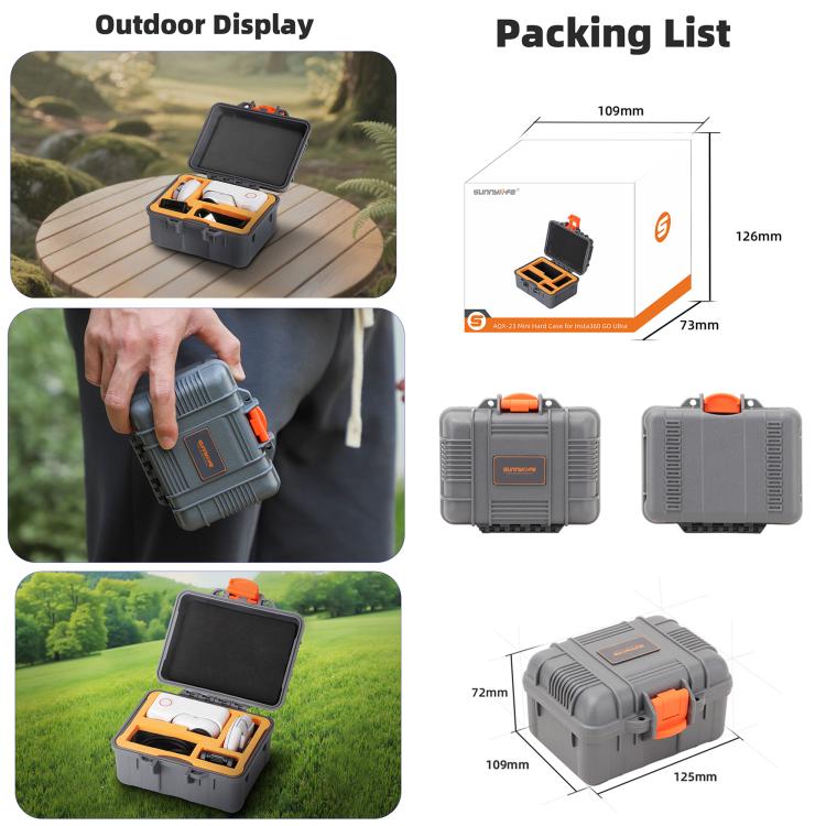 For Insta360 GO Ultra Sunnylife Mini Travel Box Waterproof Carrying Box Shock-proof Hard Shell (Grey) - Case & Bags by Sunnylife | Online Shopping UK | buy2fix