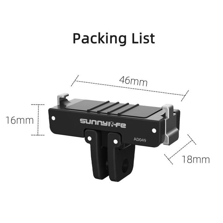 For Insta360 GO Ultra Sunnylife Magnetic Quick Release Adapter Mount Foldable Base Dual-Claws 1/4 Adapter (Black) - Mount & Holder by Sunnylife | Online Shopping UK | buy2fix