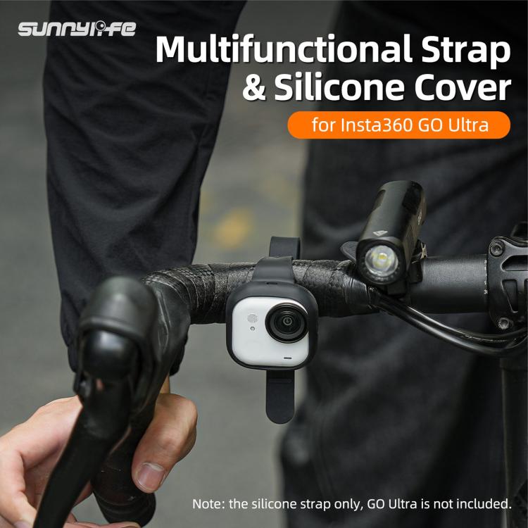 For Insta360 GO Ultra Sunnylife Expansion Band Strap Silicone Protective Cover Wristband Backpack Bicycle Stripe Cat Collar (Black) - Case & Bags by Sunnylife | Online Shopping UK | buy2fix