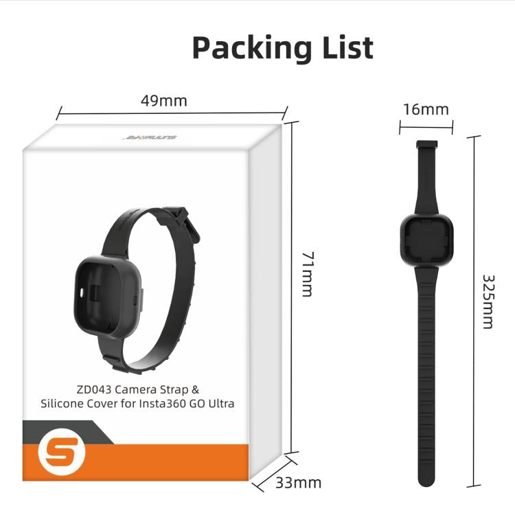 For Insta360 GO Ultra Sunnylife Expansion Band Strap Silicone Protective Cover Wristband Backpack Bicycle Stripe Cat Collar (Black) - Case & Bags by Sunnylife | Online Shopping UK | buy2fix