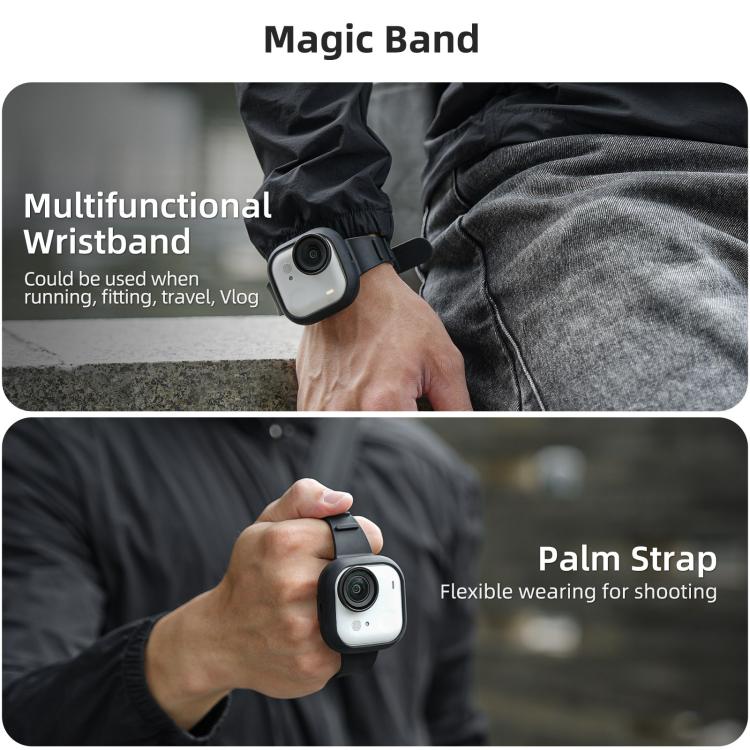 For Insta360 GO Ultra Sunnylife Expansion Band Strap Silicone Protective Cover Wristband Backpack Bicycle Stripe Cat Collar (Black) - Case & Bags by Sunnylife | Online Shopping UK | buy2fix