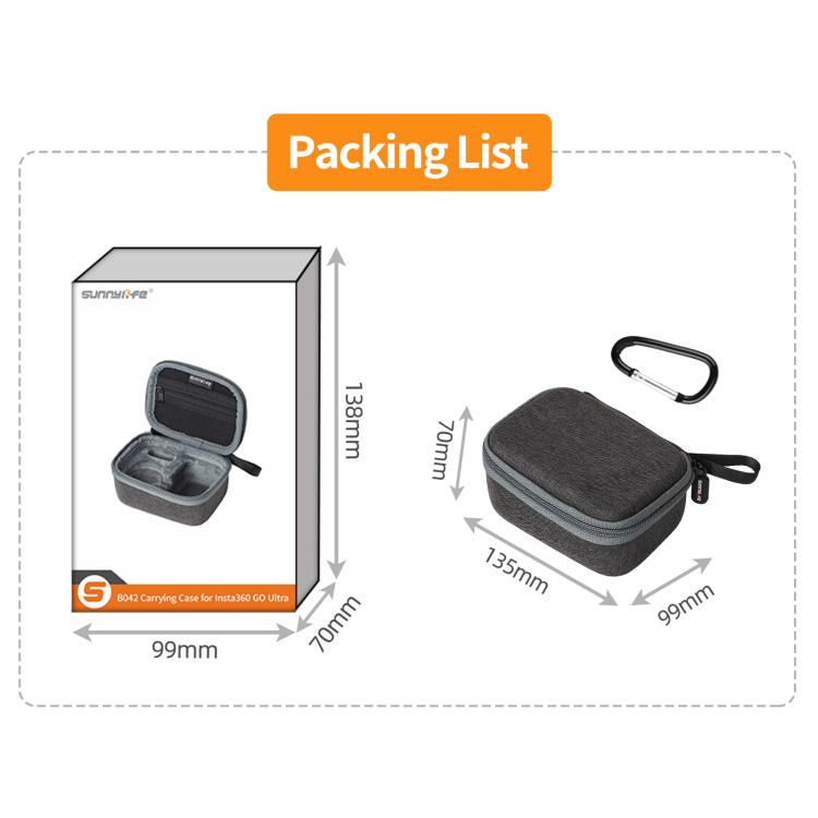 For Insta360 GO Ultra Sunnylife Standard Portable Protective Box Storage Bag (Black) - Case & Bags by Sunnylife | Online Shopping UK | buy2fix