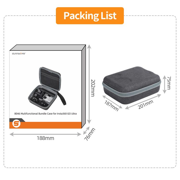 For Insta360 GO Ultra Sunnylife Full Kit Portable Protective Box Storage Bag (Grey) - Case & Bags by Sunnylife | Online Shopping UK | buy2fix