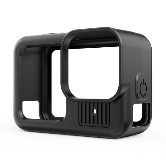 For GoPro HERO13 Black Silicone Protective Case Cover with Wrist Strap & Lens Cover (Black) by buy2fix