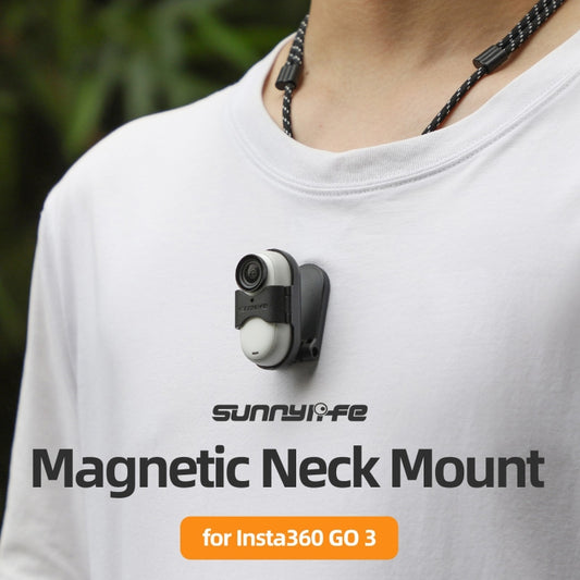 For Insta360 GO 3 Sunnylife Magnetic Neck Mount Chest Body Camera Necklace Lanyard POV Vlog Holder (Black) by Sunnylife