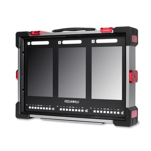FEELWORLD PS101 Triple 10.1-inch Vertical Dispaly Carry-on Monitor High Brightness 1000nit Portable Protective Case (EU Plug) - On-camera Monitors by FEELWORLD | Online Shopping UK | buy2fix