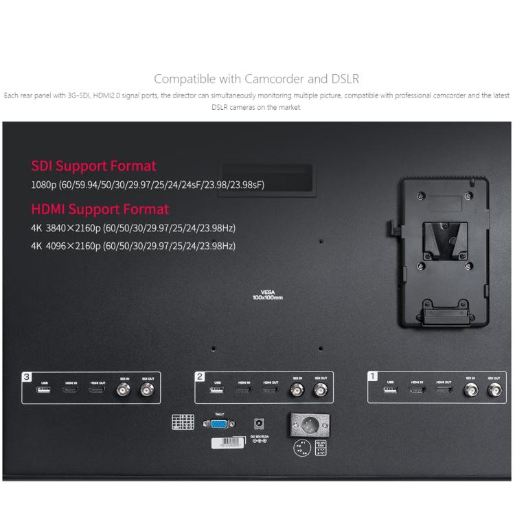 FEELWORLD PS101 Triple 10.1-inch Vertical Dispaly Carry-on Monitor High Brightness 1000nit Portable Protective Case (EU Plug) - On-camera Monitors by FEELWORLD | Online Shopping UK | buy2fix