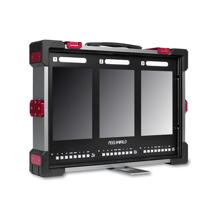 FEELWORLD PS101 Triple 10.1-inch Vertical Dispaly Carry-on Monitor High Brightness 1000nit Portable Protective Case (EU Plug) - On-camera Monitors by FEELWORLD | Online Shopping UK | buy2fix