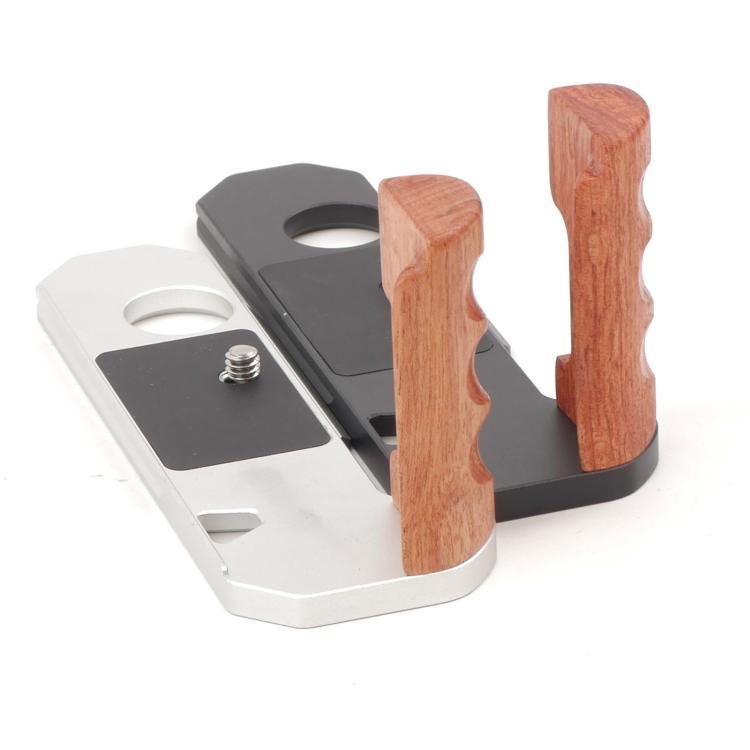 Wooden Hand Grip Arca Quick Release Plate Aluminum Alloy Base for Nikon Nikkormat F / FTn / FT2 / FT3 (Silver) - Camera Cage by buy2fix | Online Shopping UK | buy2fix