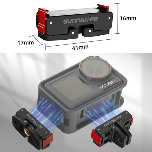 For DJI Osmo 360 / Action 5 Pro / 4 / 3 Sunnylife Foldable Magnetic Quick Release Mount Action Camera Selfie Stick Tripod Adapter Cam Stand (Black) - Mount & Holder by Sunnylife | Online Shopping UK | buy2fix