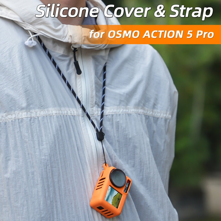 For DJI Osmo Action 5 Pro Sunnylife Silicone Protective Case Scratch-proof Camera Cover with Lanyard (Black) - Case & Bags by Sunnylife | Online Shopping UK | buy2fix