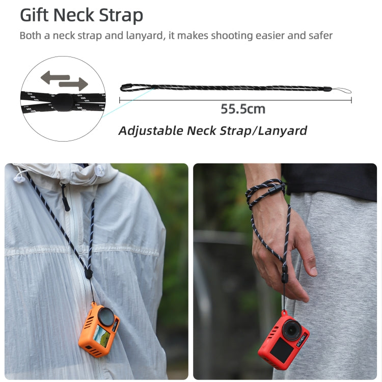 For DJI Osmo Action 5 Pro Sunnylife Silicone Protective Case Scratch-proof Camera Cover with Lanyard (Black) - Case & Bags by Sunnylife | Online Shopping UK | buy2fix