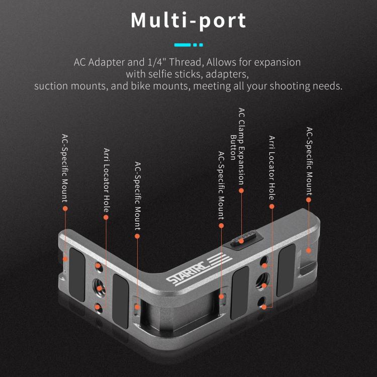 For DJI Osmo Action 5 Pro / 4 / 3 STARTRC L-shaped Magnetic Quick Release Bracket (Black) - Mount & Holder by STARTRC | Online Shopping UK | buy2fix