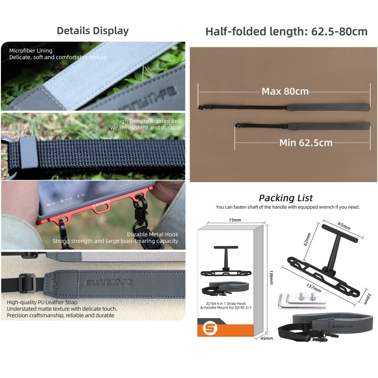 For DJI RC 2 / 1 Sunnylife ZJ764 Controller Handle Waist Support Tabletop Mount Neck Strap Hook Hanger Bracket (Red) by Sunnylife