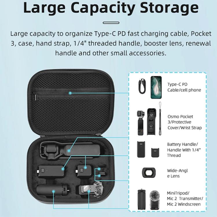For DJI OSMO Pocket 3 BRDRC Full Set Portable Carrying Case Shoulder Storage Bag (Black) - Case & Bags by BRDRC | Online Shopping UK | buy2fix