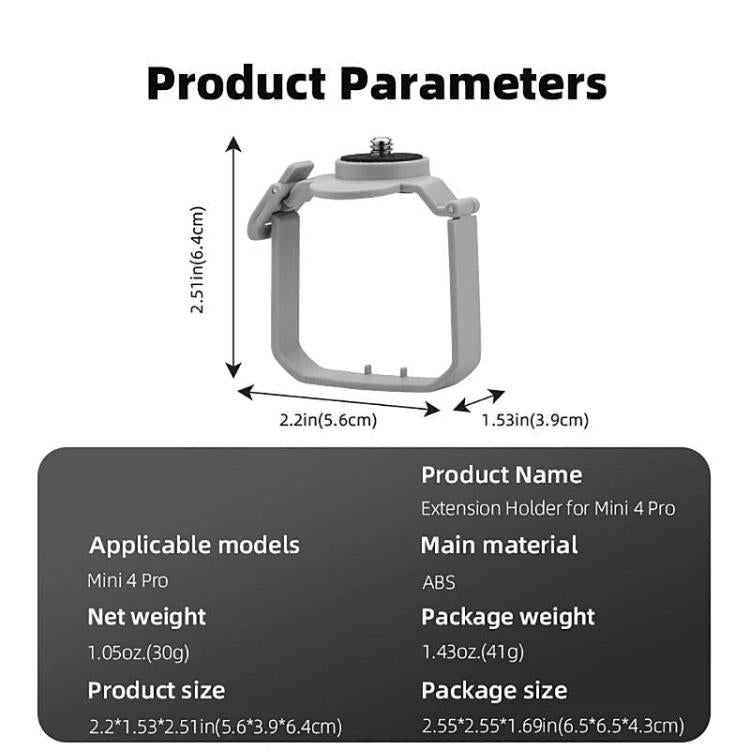 For DJI Mini 4 Pro BRDRC Action Camera Holder Bracket Adapter Drone Gimbal Extension Mount (Grey) - Mount & Holder by BRDRC | Online Shopping UK | buy2fix