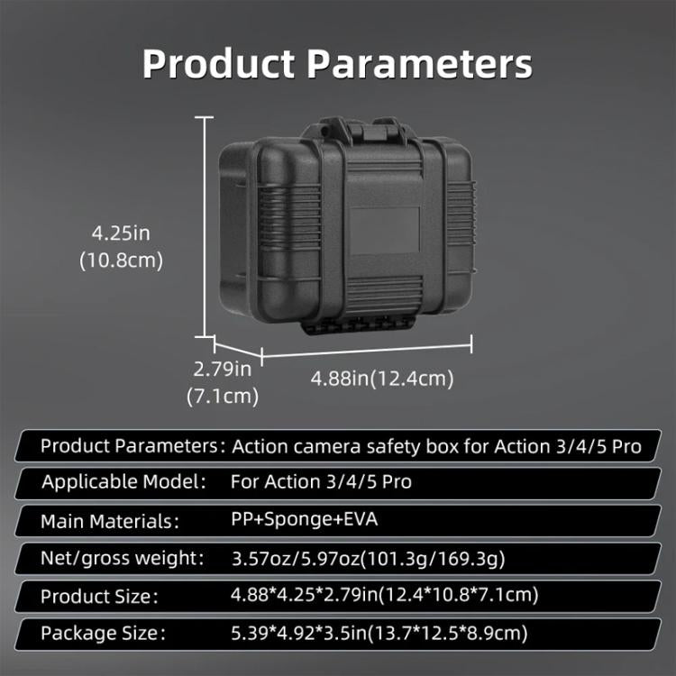 For DJI OSMO Action 5 Pro / 4 / 3 Camera Hard Storage Box Bag Protective Case (Black) - Case & Bags by BRDRC | Online Shopping UK | buy2fix