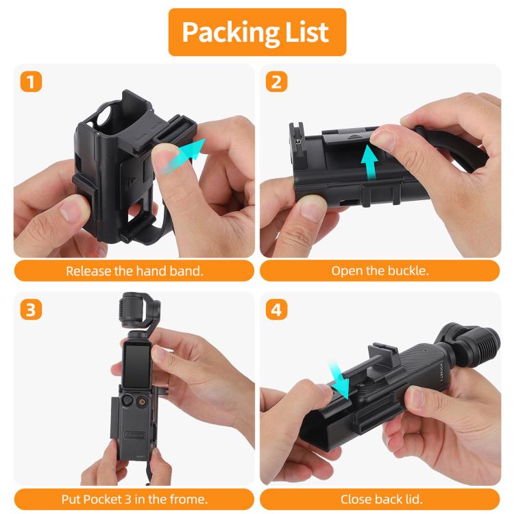 For DJI Osmo Pocket 3 Sunnylife Hand Band Magnetic Expansion Adapter Phone Teleprompter Holder Mount Extension Handle (Black) - Mount & Holder by Sunnylife | Online Shopping UK | buy2fix