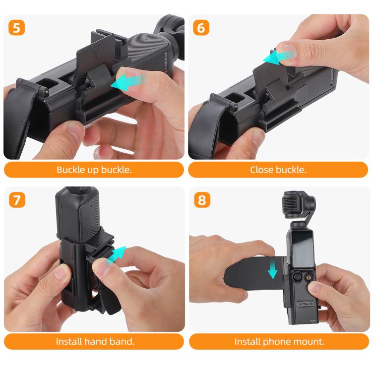 For DJI Osmo Pocket 3 Sunnylife Hand Band Magnetic Expansion Adapter Phone Teleprompter Holder Mount Extension Handle (Black) - Mount & Holder by Sunnylife | Online Shopping UK | buy2fix