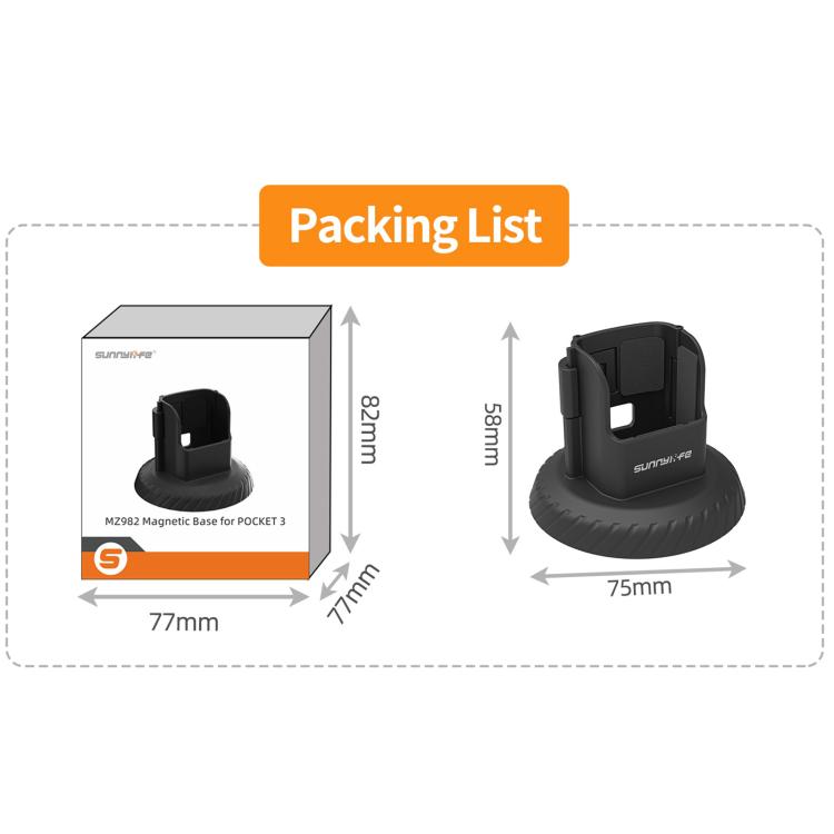 For DJI Osmo Pocket 3 Sunnylife Magnetic Base Mount Tabletop Base Stand Holder (Black) - Mount & Holder by Sunnylife | Online Shopping UK | buy2fix