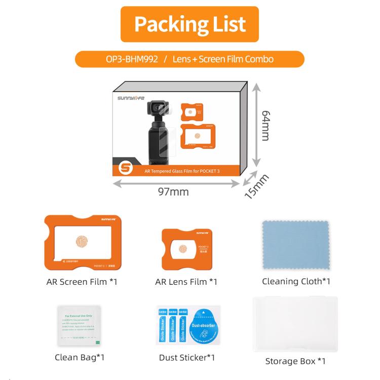 For DJI Osmo Pocket 3 Sunnylife Lens Screen Protector AR Anti-reflection Tempered Glass Film with Film Locator - Protective Film & Stickers by Sunnylife | Online Shopping UK | buy2fix