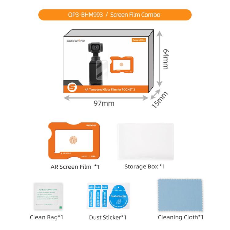 For DJI Osmo Pocket 3 Sunnylife Screen Protector AR Anti-reflection Tempered Glass Film with Film Locator - Protective Film & Stickers by Sunnylife | Online Shopping UK | buy2fix