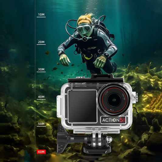 For DJI Osmo Action 5 Pro / 3 / 4 60m Underwater Waterproof Housing Diving Case (Transparent) by buy2fix