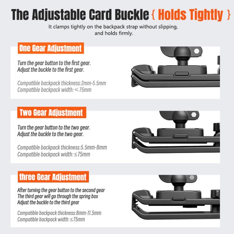 STARTRC Magnetic Backpack Clip Mount for DJI Osmo 360 / GoPro Action Cameras (Black) - Mount & Holder by STARTRC | Online Shopping UK | buy2fix