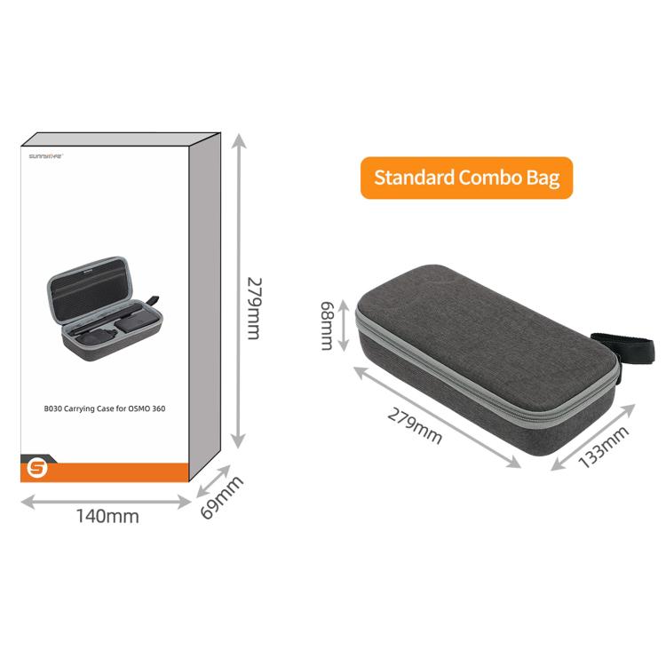 For DJI Osmo 360 Sunnylife Standard Travel Hard Storage Box Expansion Handbag (Grey) - Case & Bags by Sunnylife | Online Shopping UK | buy2fix
