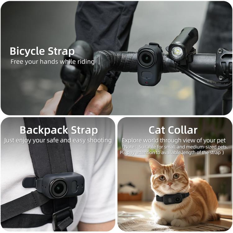 For DJI Osmo Nano Sunnylife Wristband Expansion Band Silicone Protective Cover Backpack Bicycle Strap Cat Collar (Black) - Case & Bags by Sunnylife | Online Shopping UK | buy2fix