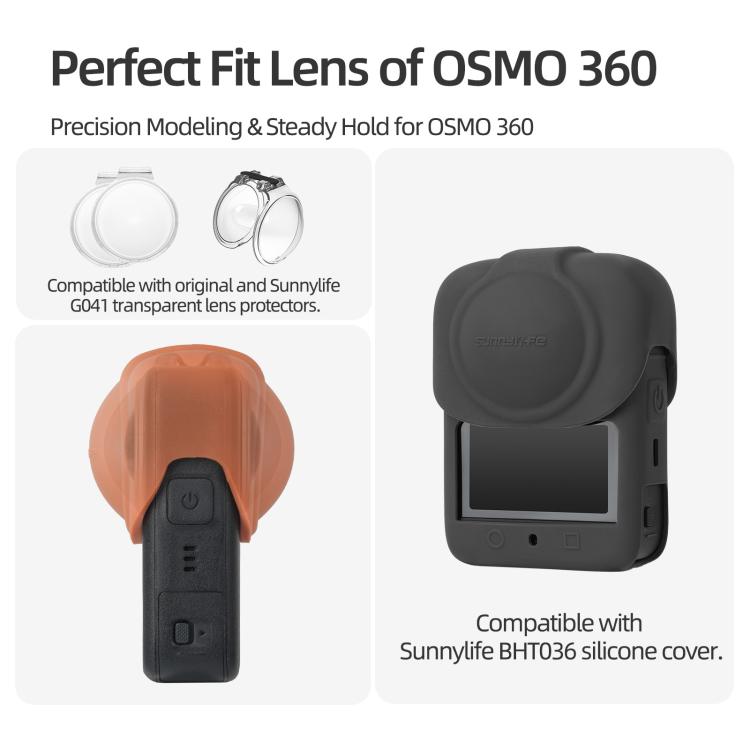For DJI Osmo 360 Sunnylife Silicone Lens Cap Protective Cover Lens Protector (Black) - Case & Bags by Sunnylife | Online Shopping UK | buy2fix