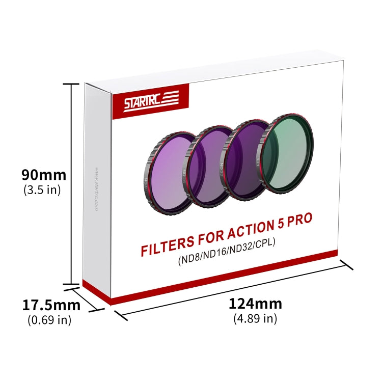 For DJI Osmo Action 5 Pro STARTRC 4 in 1 CPL ND8 ND16 ND32 Camera Lens Filter by STARTRC