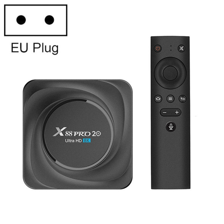 X88 Pro 20 4K Smart TV BOX Android 11.0 Media Player with Voice Remote Control, RK3566 Quad Core 64bit Cortex-A55 up to 1.8GHz, RAM: 4GB, ROM: 32GB, Support Dual Band WiFi, Bluetooth, Ethernet, EU Plug - RK3566 by buy2fix | Online Shopping UK | buy2fix